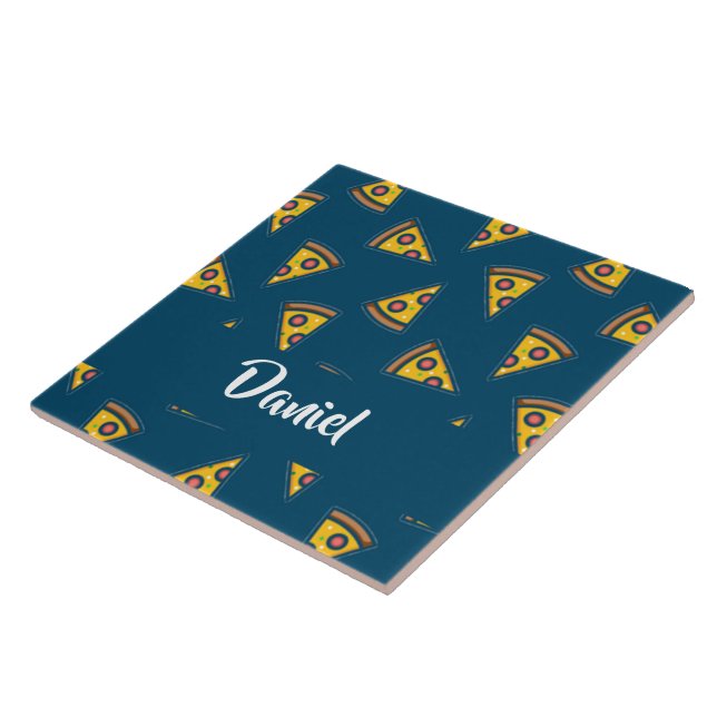 Azulejo De Cerâmica Padrão de pizza em azul (Lateral)