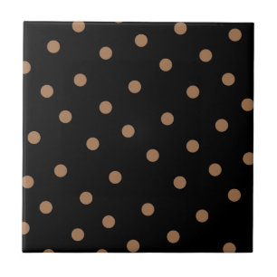 Azulejo De Cerâmica Padrão de Polkadot Preto Castanho