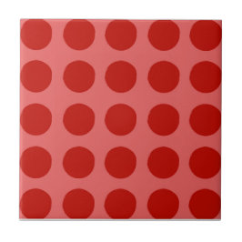 Azulejo De Cerâmica Padrão de Polkadot Vermelho