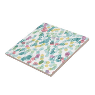 Azulejo De Cerâmica Padrão de Polkadots de Verão Feliz e Bonito