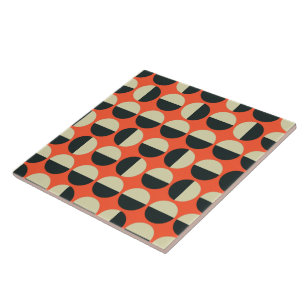 Azulejo De Cerâmica Padrão de ponto bege preto vermelho retrô - 60