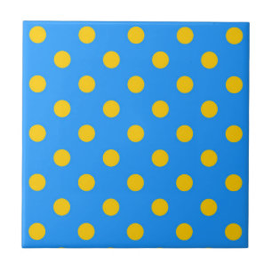 Azulejo De Cerâmica Padrão de Pontos Amarelos Sobre Azul