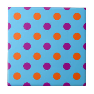 Azulejo De Cerâmica Padrão de Pontos Azul Roxo Laranja