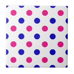 Azulejo De Cerâmica Padrão de Pontos Brancos Rosa Azul