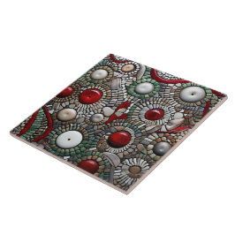 Azulejo De Cerâmica Padrão de Pontos de Natal Vermelho e Branco