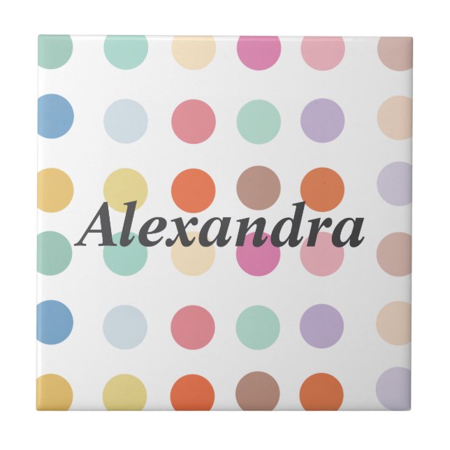 Azulejo De Cerâmica Padrão de pontos multicolores (Frente)