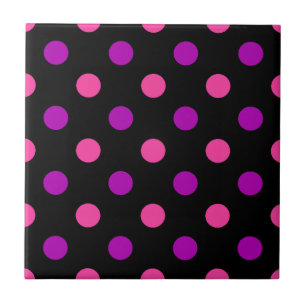 Azulejo De Cerâmica Padrão de Pontos Pintados de Preto Roxo Rosa 