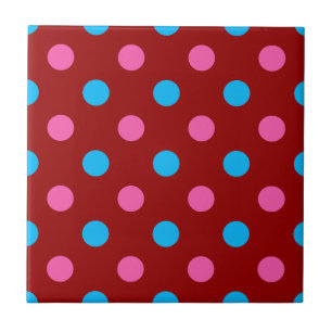 Azulejo De Cerâmica Padrão de Pontos Vermelho Rosa Azul
