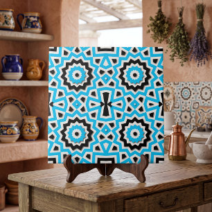Azulejo De Cerâmica Padrão de preto e branco do mosaico étnico tribal