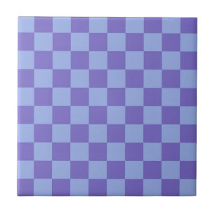 Azulejo De Cerâmica Padrão de Quadro de Verificação Azul e Lavanda