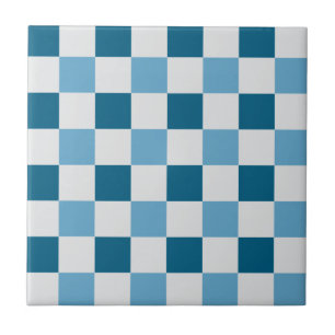 Azulejo De Cerâmica Padrão De Quadro De Verificação Branco E Azul