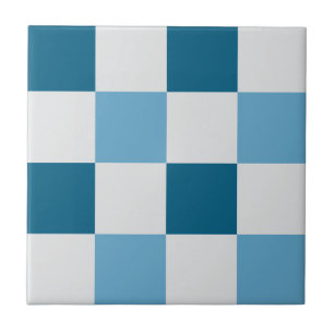 Azulejo De Cerâmica Padrão De Quadro De Verificação Branco E Azul