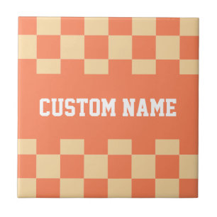 Azulejo De Cerâmica Padrão de Quadro de Verificação de Nome Personaliz