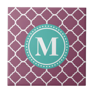 Azulejo De Cerâmica Padrão de Quatrefoil Azul-Azul-Aqua