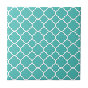 Azulejo De Cerâmica Padrão de Quatrefoil Azul-Verde
