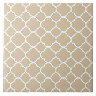 Azulejo De Cerâmica Padrão de Quatrefoil Beige Neutro