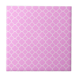 Azulejo De Cerâmica Padrão De Quatrefoil Cor-De-Rosa E Branco