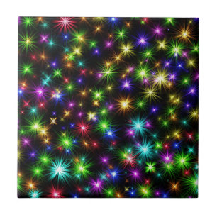 Azulejo De Cerâmica Padrão de Raios de Estrela de Natal Multicoloridos