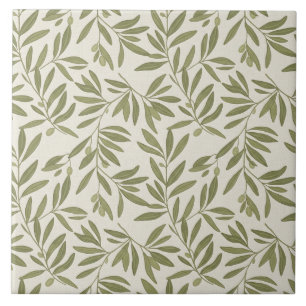 Azulejo De Cerâmica Padrão de ramo de oliveira minimalista