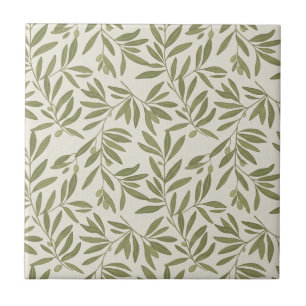 Azulejo De Cerâmica Padrão de ramo de oliveira minimalista