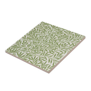Azulejo De Cerâmica Padrão de ramos verdes folhosos