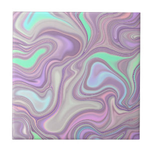 Azulejo De Cerâmica Padrão de Redemoinho de Mármore Roxo Pastel