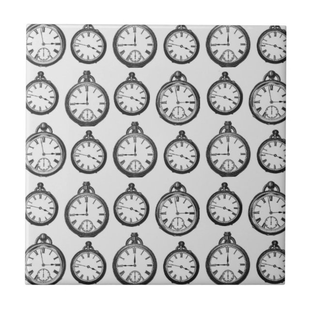 Azulejo De Cerâmica Padrão de Relógios de Bolso Antigos (Frente)