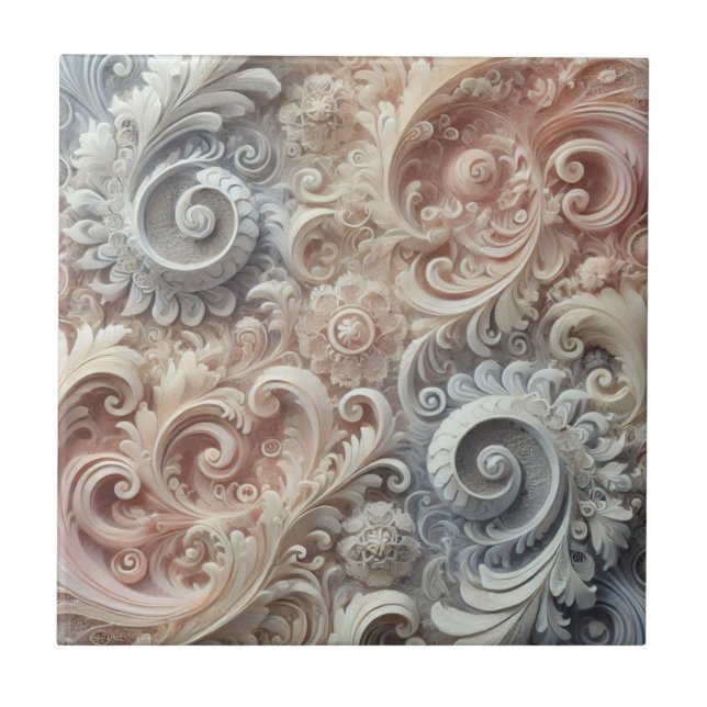 Azulejo De Cerâmica Padrão de rendas de Pastel de gradiente elegante (Frente)