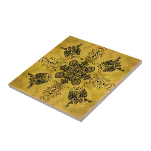 Azulejo De Cerâmica Padrão de Repetição de Desenho de Linha Tribal do 