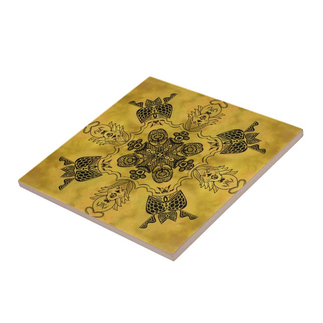 Azulejo De Cerâmica Padrão de Repetição de Desenho de Linha Tribal do  (Lateral)