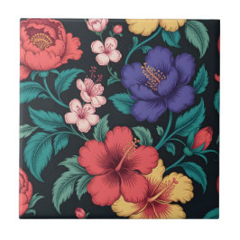 Azulejo De Cerâmica Padrão de repetição de flores silvestres