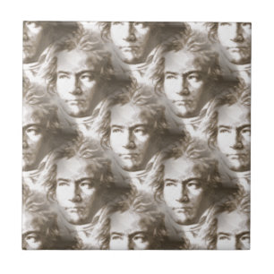 Azulejo De Cerâmica Padrão de retrato de Beethoven