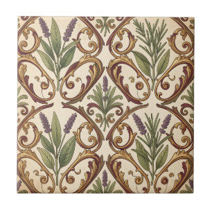 Azulejo De Cerâmica Padrão de Rolo de Ouro Lavanda Alecrim