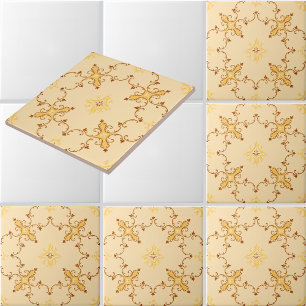 Azulejo De Cerâmica Padrão de rolos folheados inspirados no Rococó