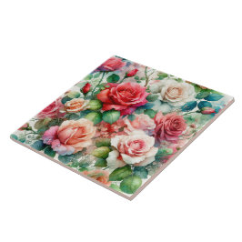 Azulejo De Cerâmica Padrão de Rosa Caprichosa