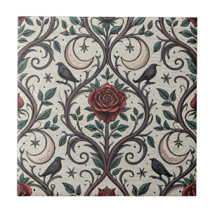 Azulejo De Cerâmica Padrão de Rosa Gótica Escura (1)