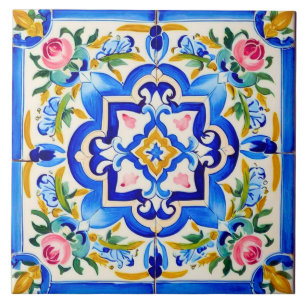Azulejo De Cerâmica Padrão de Rosas Majolica