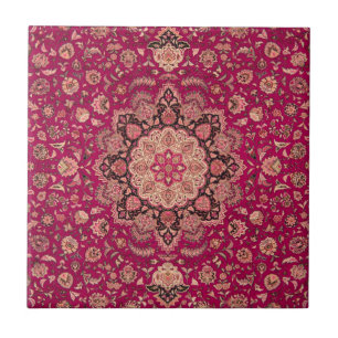 Azulejo De Cerâmica Padrão de Rug Floral Persa Vintage