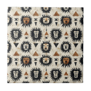 Azulejo De Cerâmica Padrão de Safari Leão Tribal