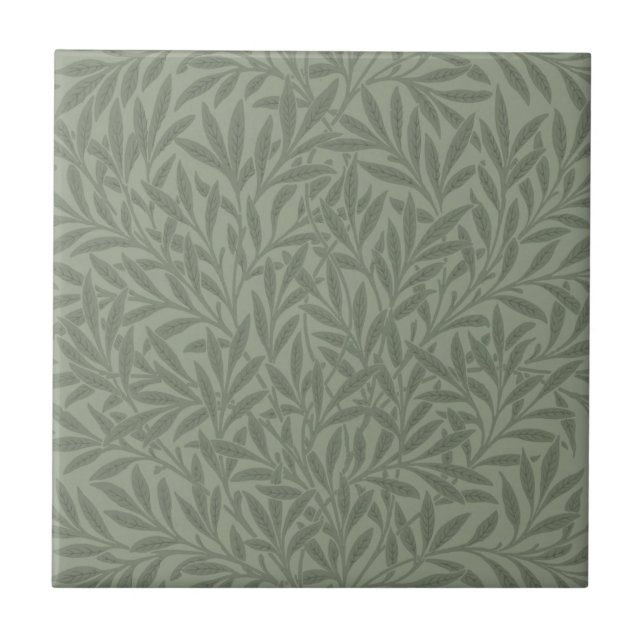 Azulejo De Cerâmica Padrão de Salgueiro William Morris Antigo Verde Sa (Frente)