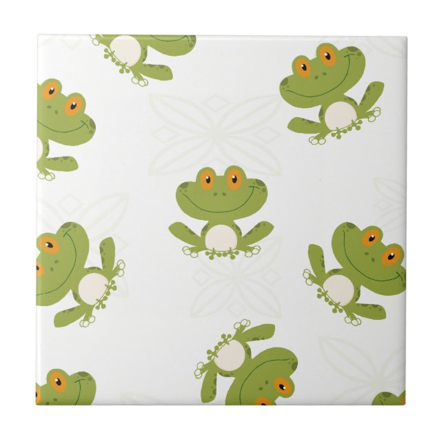 Azulejo De Cerâmica Padrão de Sapo Verde Bonito (Frente)