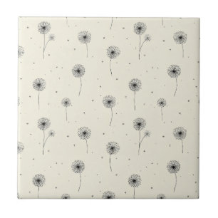 Azulejo De Cerâmica Padrão de Semente de Dente-de-Leão Minimalista Beg