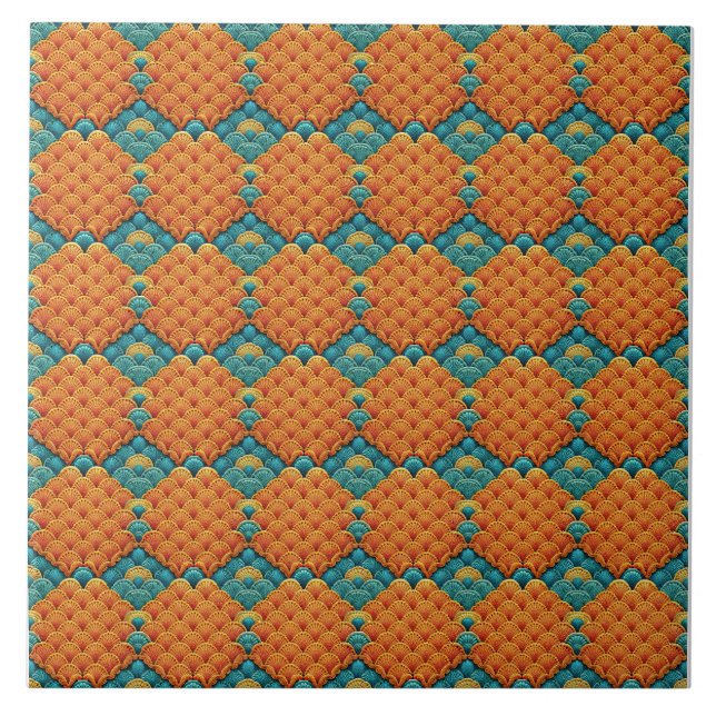 Azulejo De Cerâmica Padrão de Shell do Crochet Scallop (Frente)