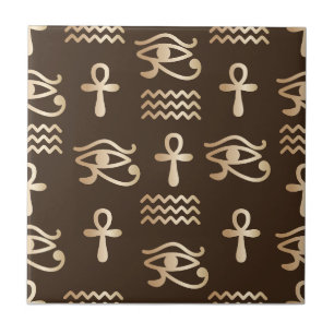 Azulejo De Cerâmica Padrão de Símbolo Egípcio Ankh Olho de Hórus