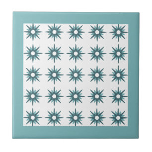 Azulejo De Cerâmica Padrão de Starburst de Turquesa Moderna do Século 