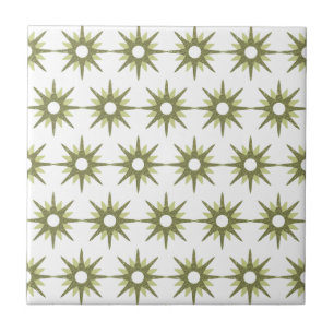 Azulejo De Cerâmica Padrão de Starburst Verde e Branco moderno do sécu