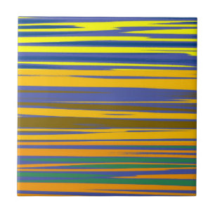 Azulejo De Cerâmica Padrão de stripes coloridas do abstrato