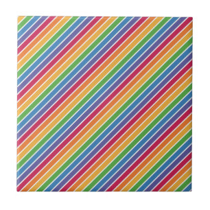 Azulejo De Cerâmica Padrão de Stripes do Arco-Íris