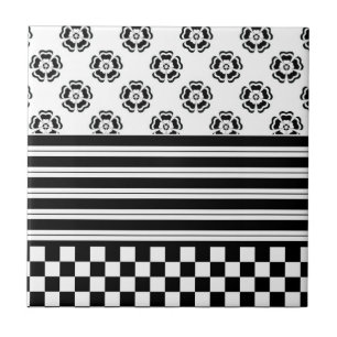 Azulejo De Cerâmica Padrão de Stripes Florais de Verificação de Boho B