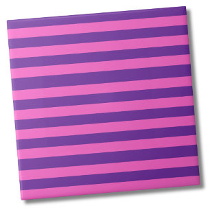 Azulejo De Cerâmica Padrão de Stripes Rosa e Roxo